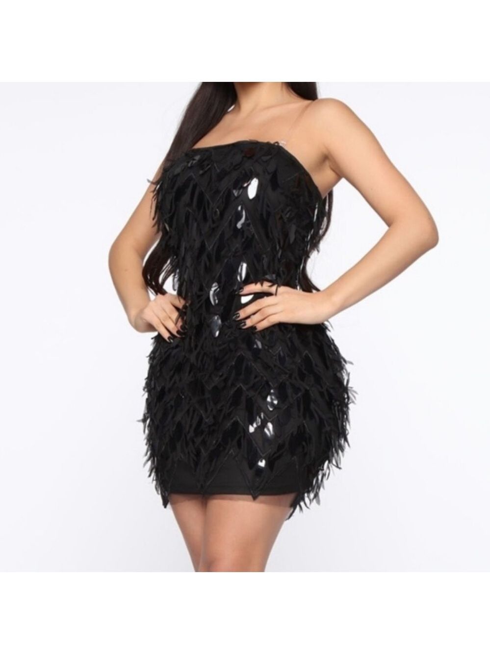 NWT Fashion Nova Feathery Twirl Mini Dress, Size M - Picture 3 of 17